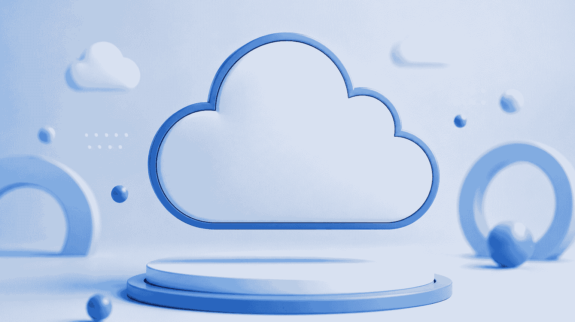 Abstract cloud computing concept with minimal 3D design representing cloud CRM and digital business technology